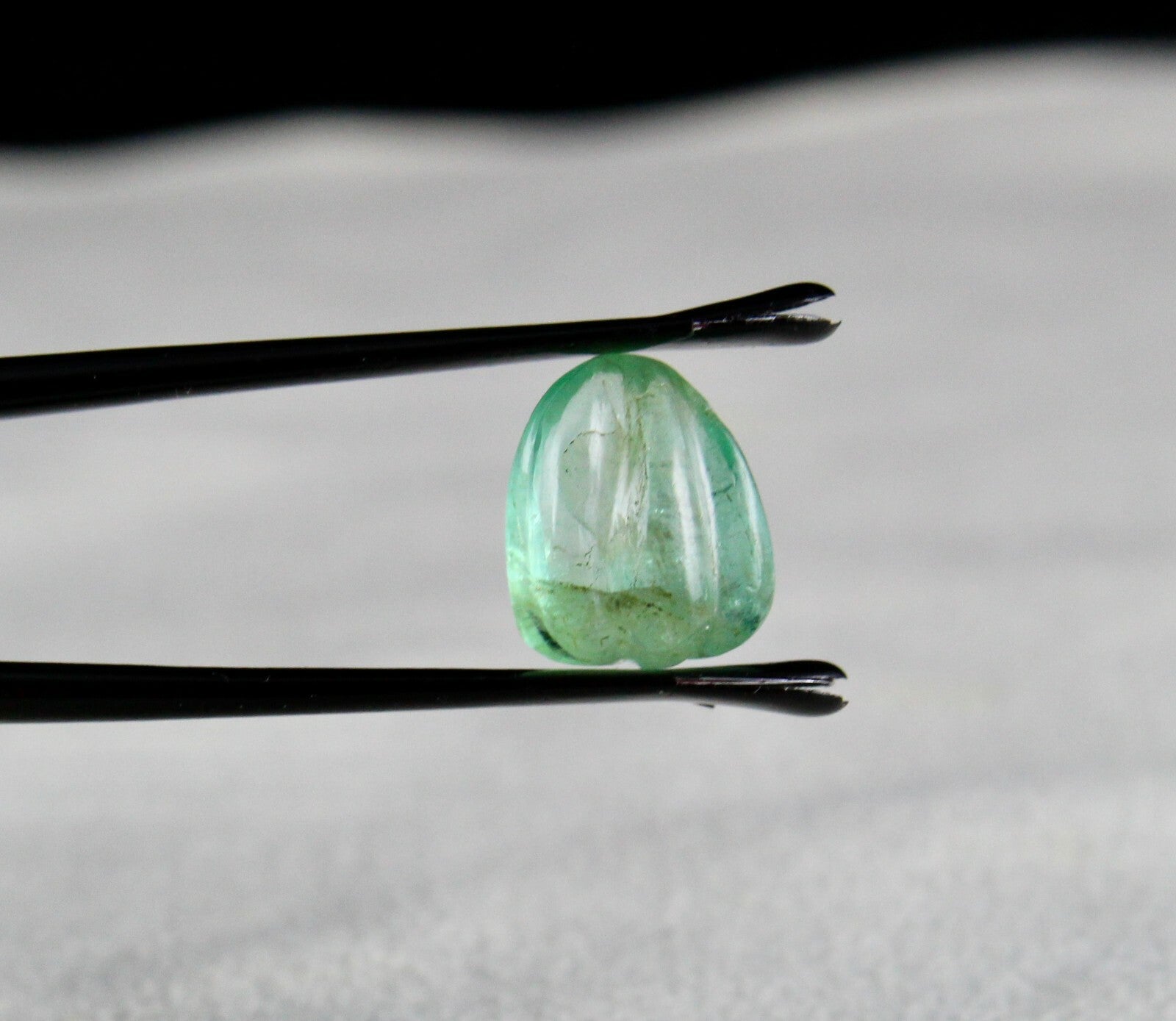 Natural Colombian Emerald 7.22ct Carved Melon Loose Gemstone Ring Pendant