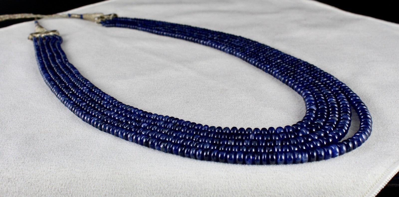 Certified Natural Blue Sapphire 581 Ct Beads Finest Round Gemstone Necklace