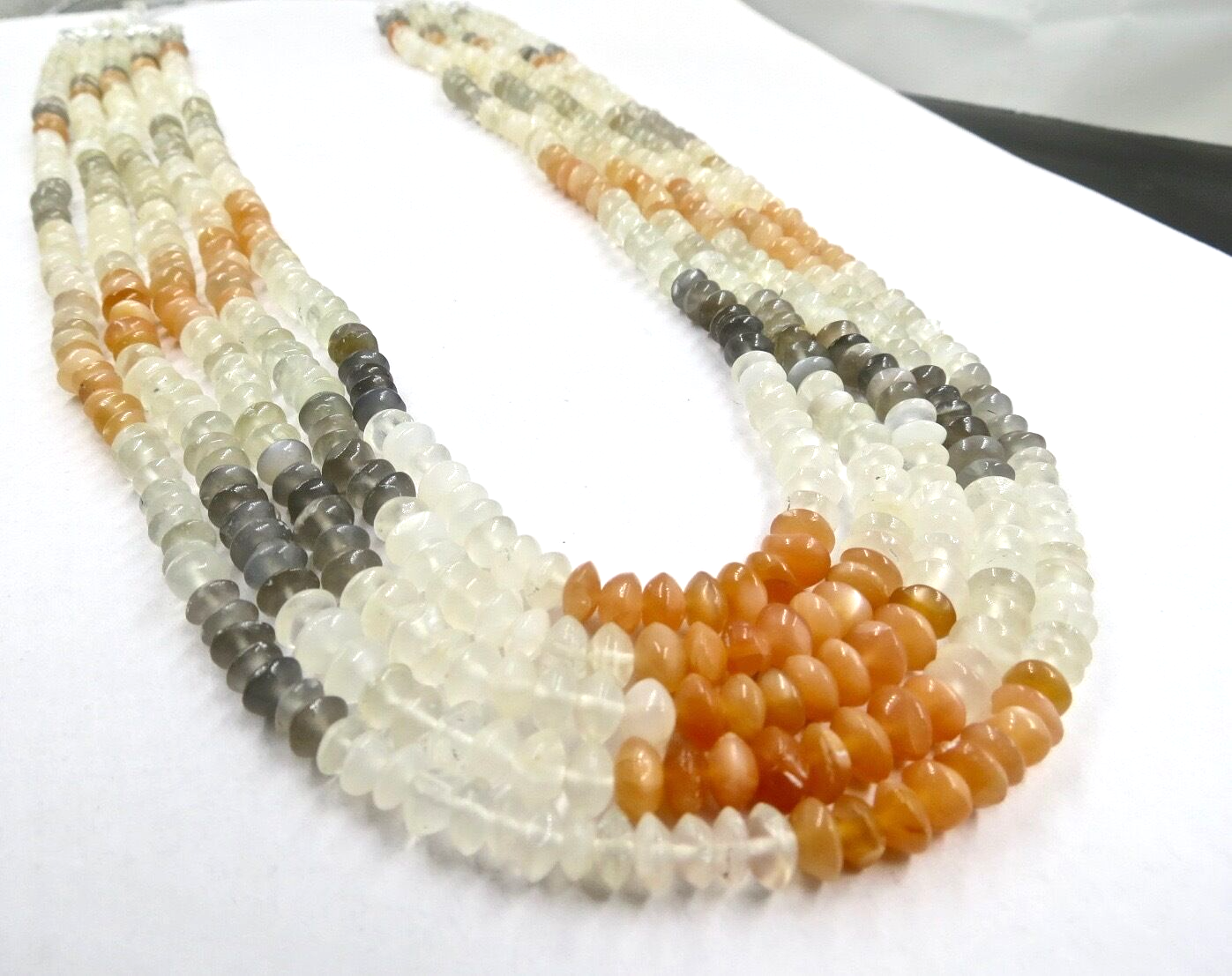 Natural Multi Moonstone Fashion Necklace 460 Ct Beads Round 5l For Women