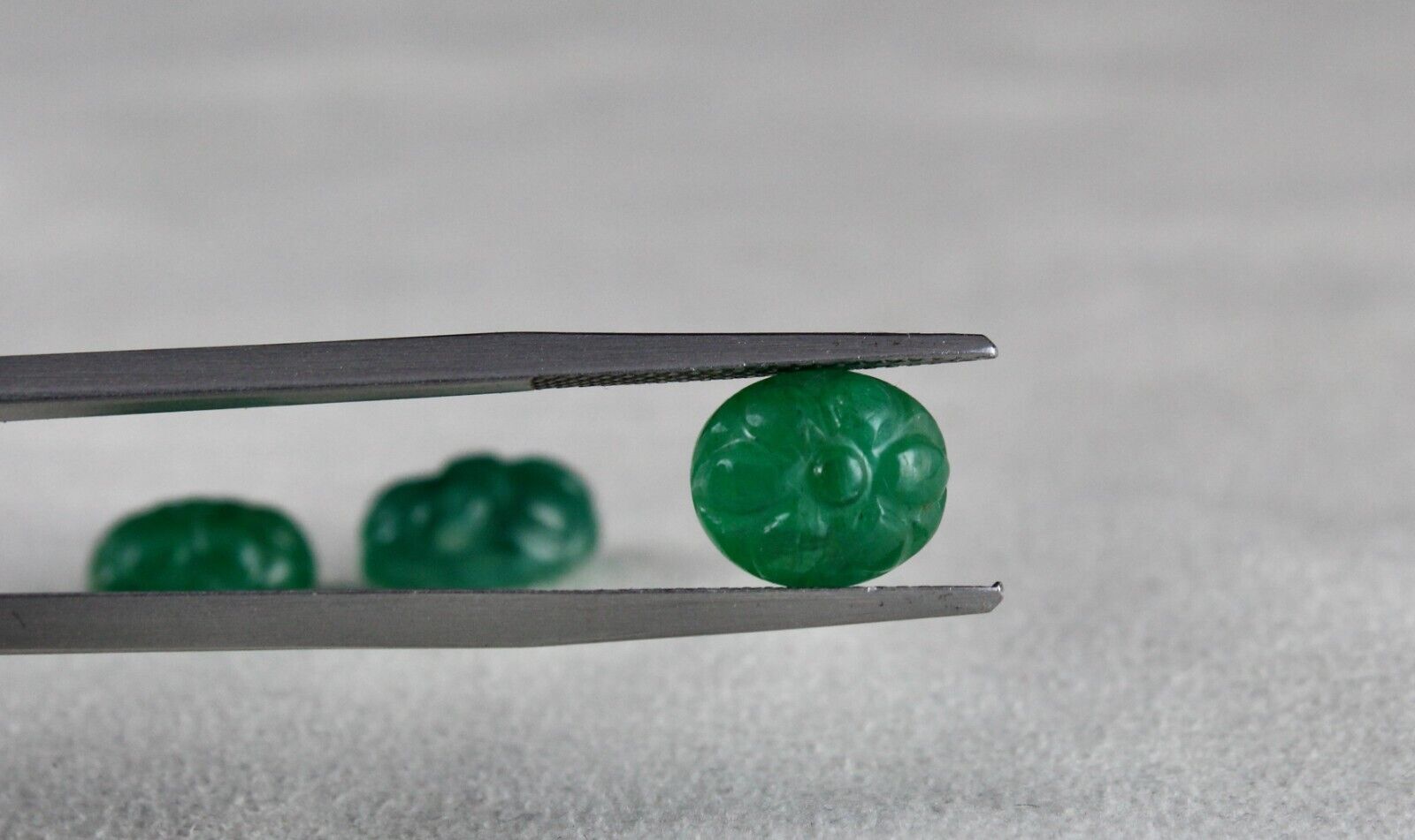NATURAL ZAMBIA EMERALD CARVED CABOCHON 3 PC 11.72 CT GEMSTONE FOR RING EARRING