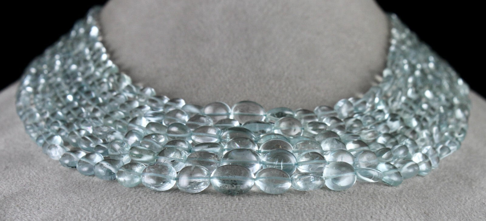 Certified Natural Aquamarine 603 Ct Beads Blue Gemstone Necklace For Women