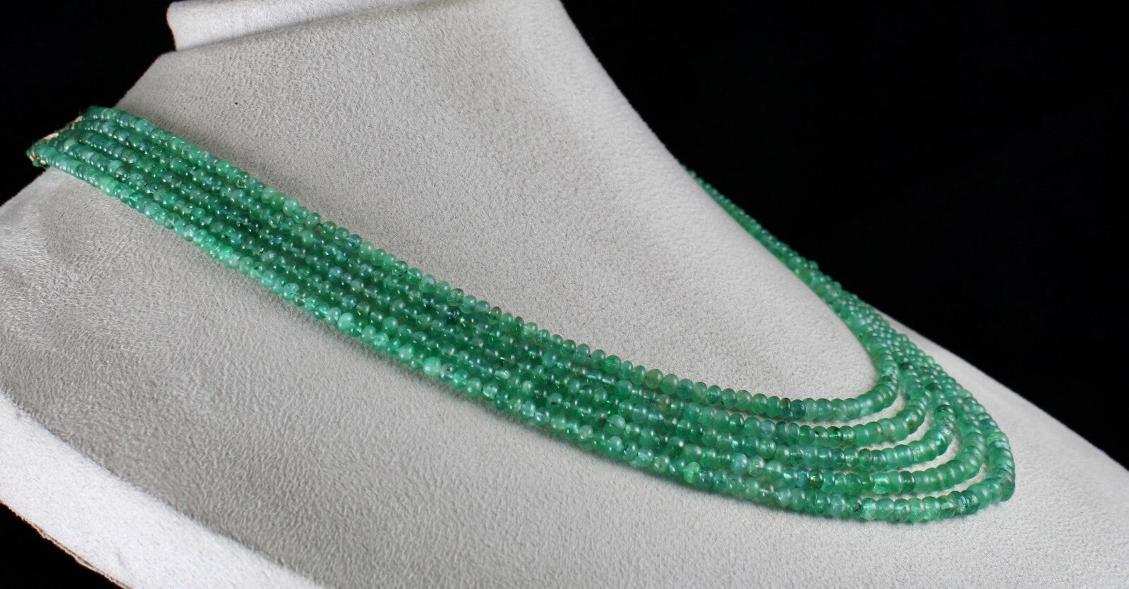 Certified Natural Colombian Emerald 263 Ct Round Beads Necklace