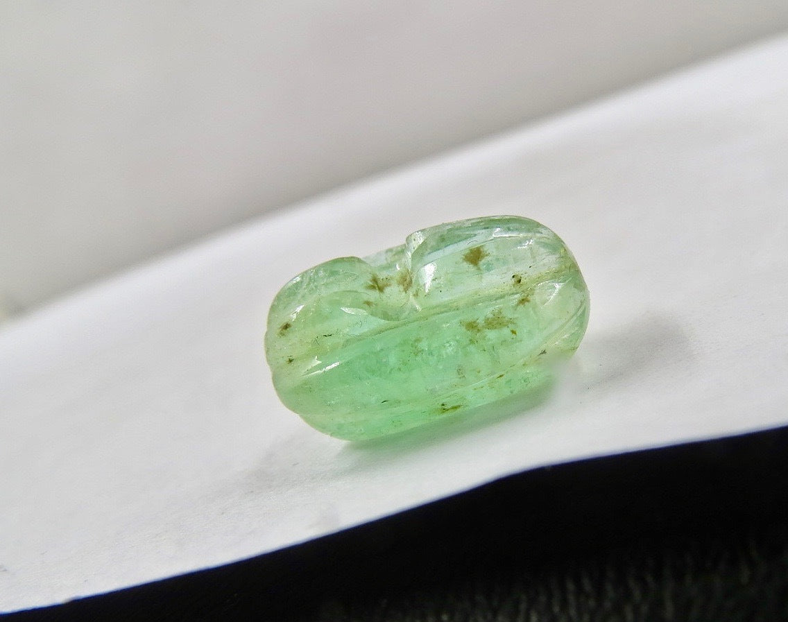 Certified Natural Emerald 18x11mm Bead Carved 13.72 Ct Pendant For Women