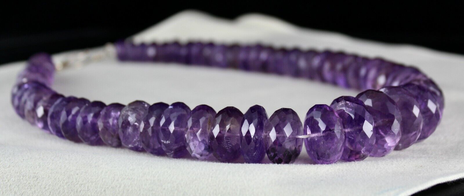 Natural Brazilian Amethyst Beads Faceted Round 1220 Cts Gemstone Silver Necklace