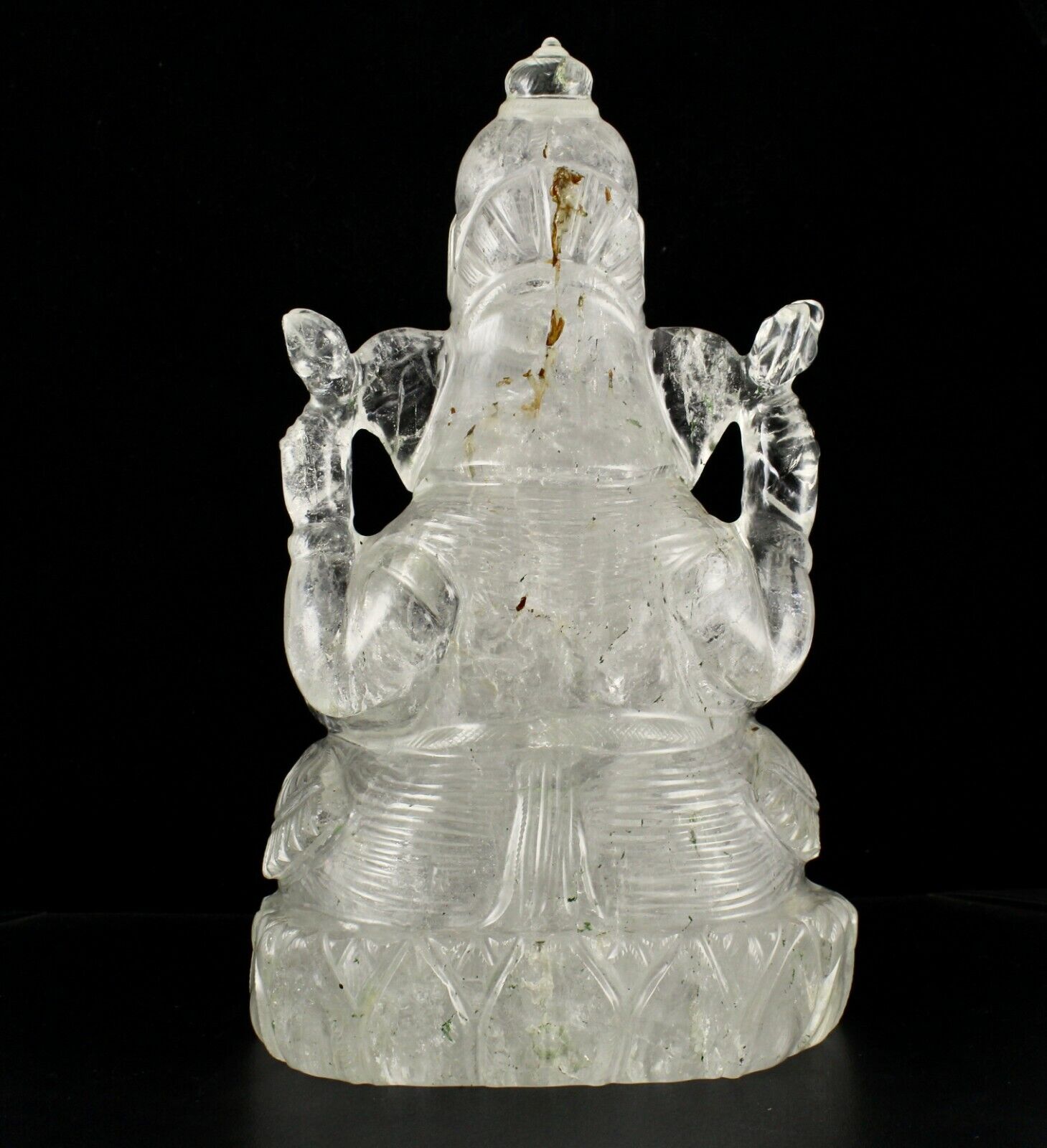 NATURAL ROCK CRYSTAL QUARTZ 32925 CTS 11"INCH LORD GANESHA STATUE HOME DECOR