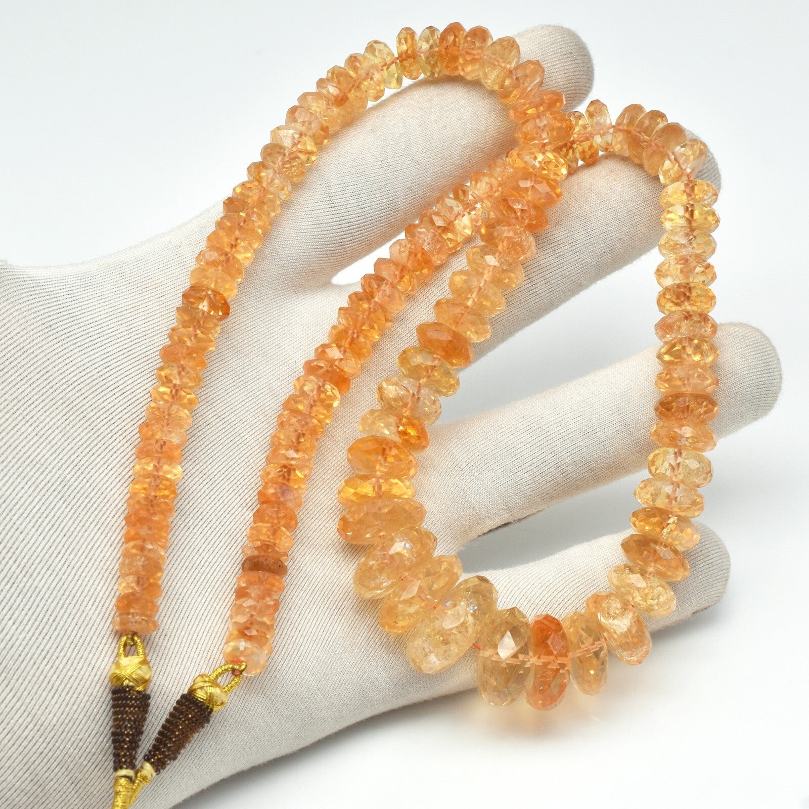 Natural Citrine Yellow Faceted Beads Round Necklace 541 Ct Gemstone Party