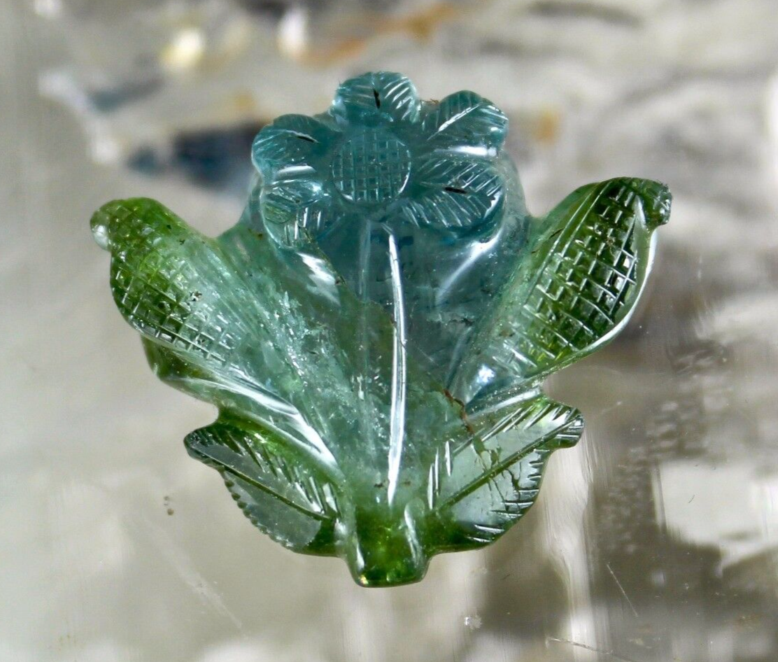 Natural Multi Colour Tourmaline Carved Flower 32.28 Ct Gemstone Ring & Pendant