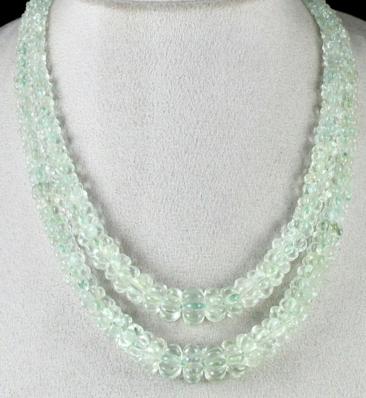 Certified Aquamarine Melon Beaded Necklace 567 Ct Natural Gemstone String