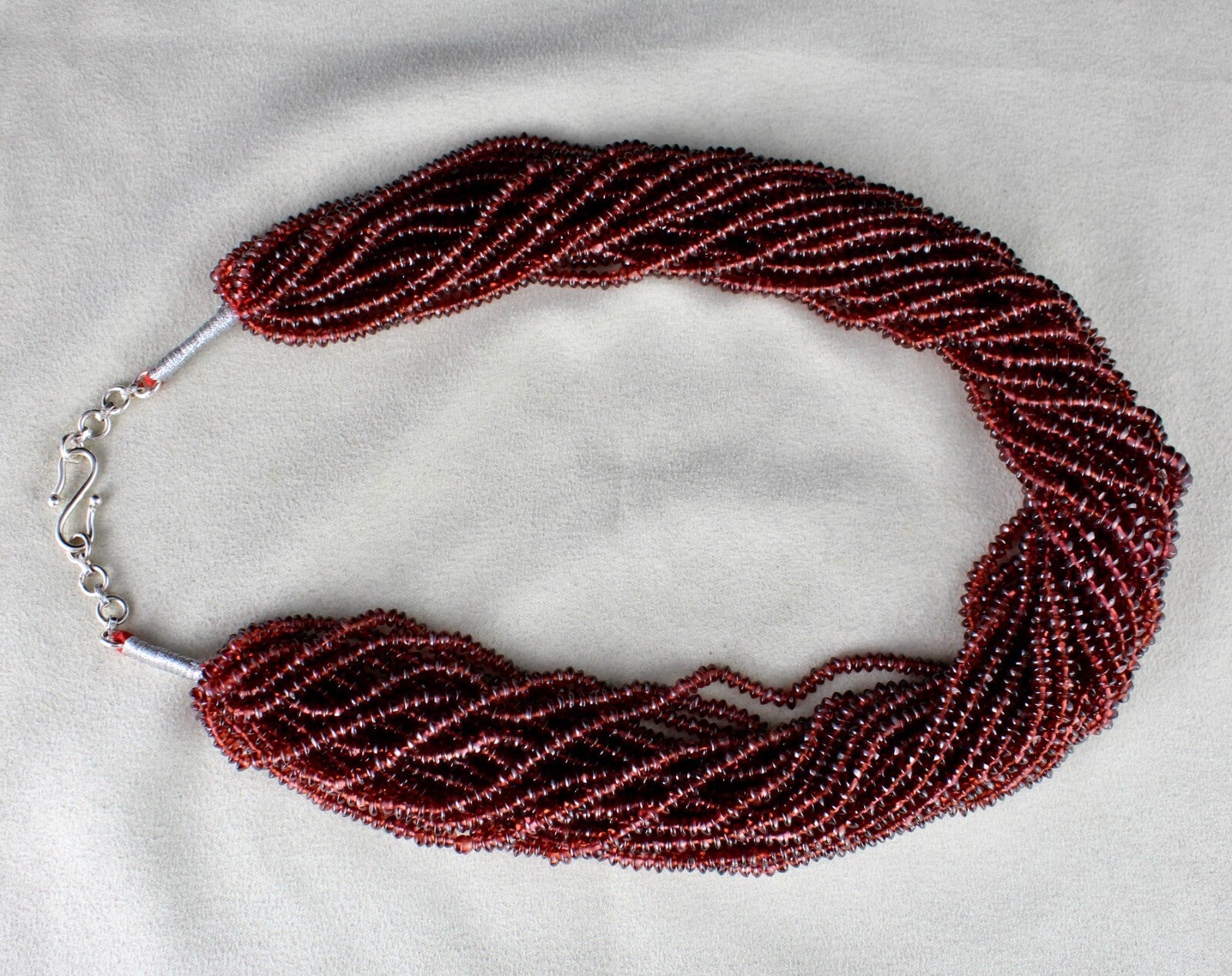 Certified Natural Garnet Button Bead 1437ct Semi Precious Gem Necklace