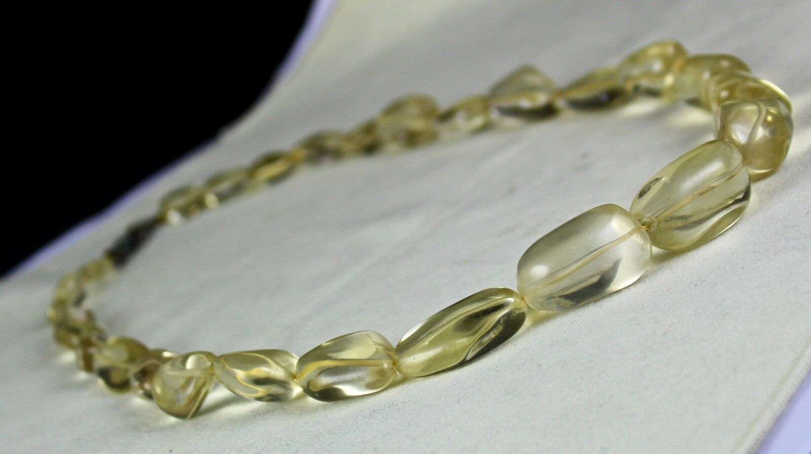 NATURAL LEMON QUARTZ TUMBLE SEMI PRECIOUS BEADS 1 L 580 CARATS GEMSTONE NECKLACE