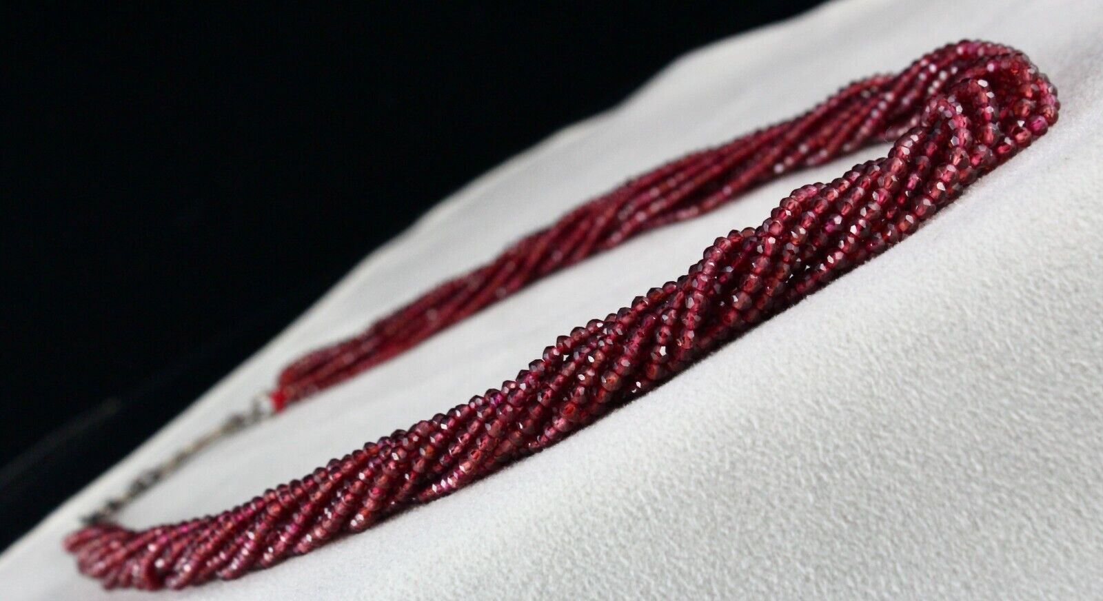 Natural Rhodolite Garnet Beaded Necklace 12 L 343 Carats Gemstone Silver Clasp