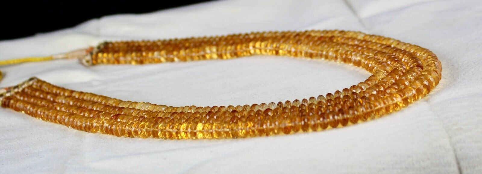 Natural Yellow Citrine Beads Faceted Round 4 L 631 Ct Gemstone Classic Necklace