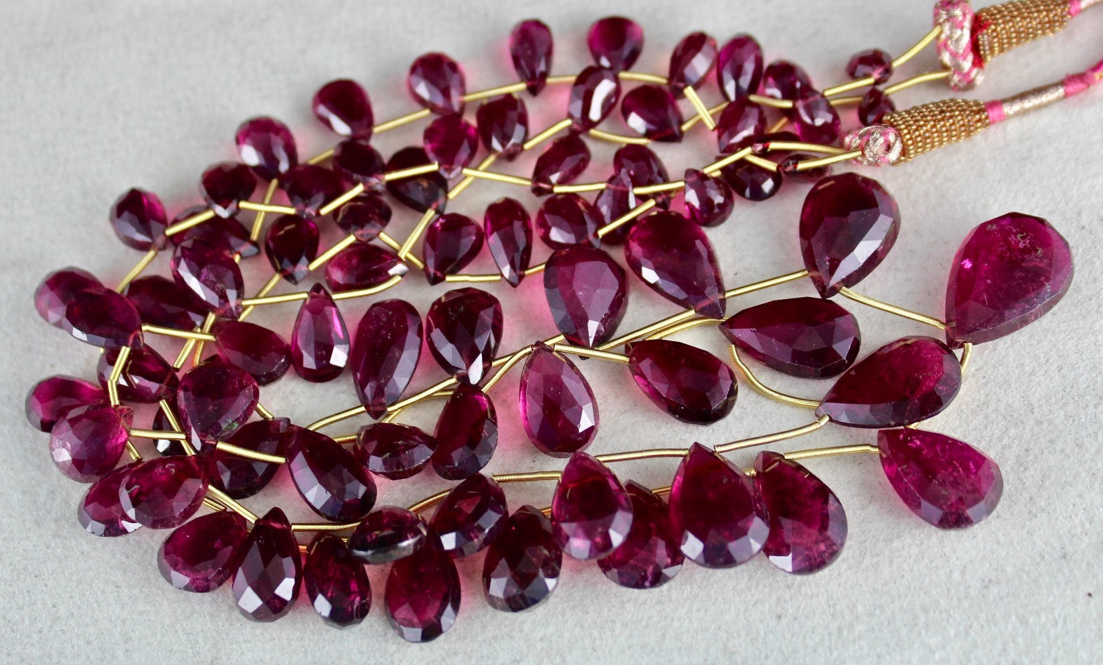 Certified Pink Tourmaline Rubellite 282 Ct Beaded Drop Gemstone Fashion Necklace