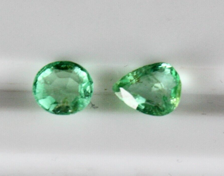 Natural Colombian Emerald 1.76 Ct Pear Oval Gemstone Pendant Ring 2 Pcs