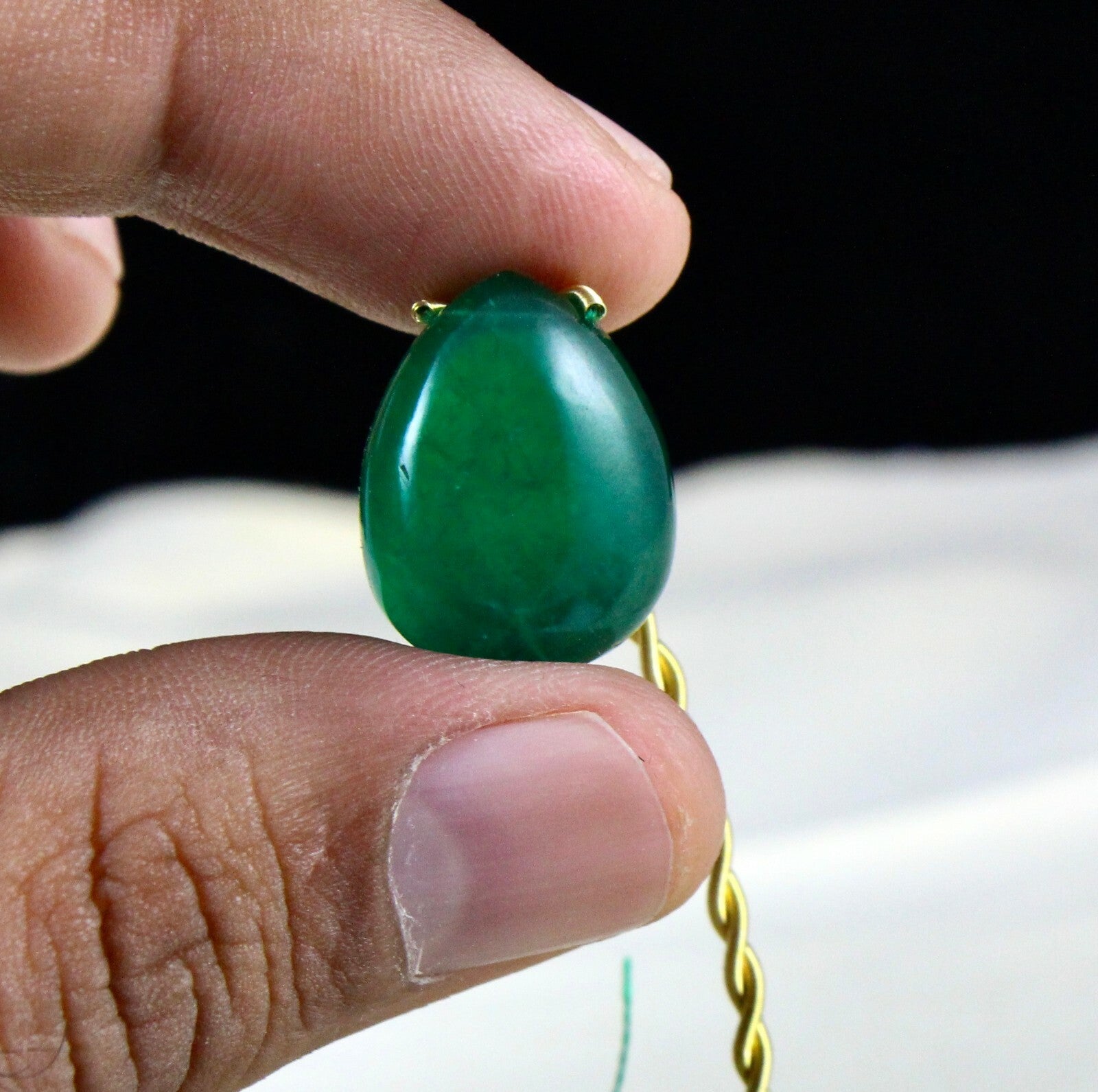 Certified Natural Zambia Emerald 23.80 Ct Teardrop Gemstone Pendant For Women