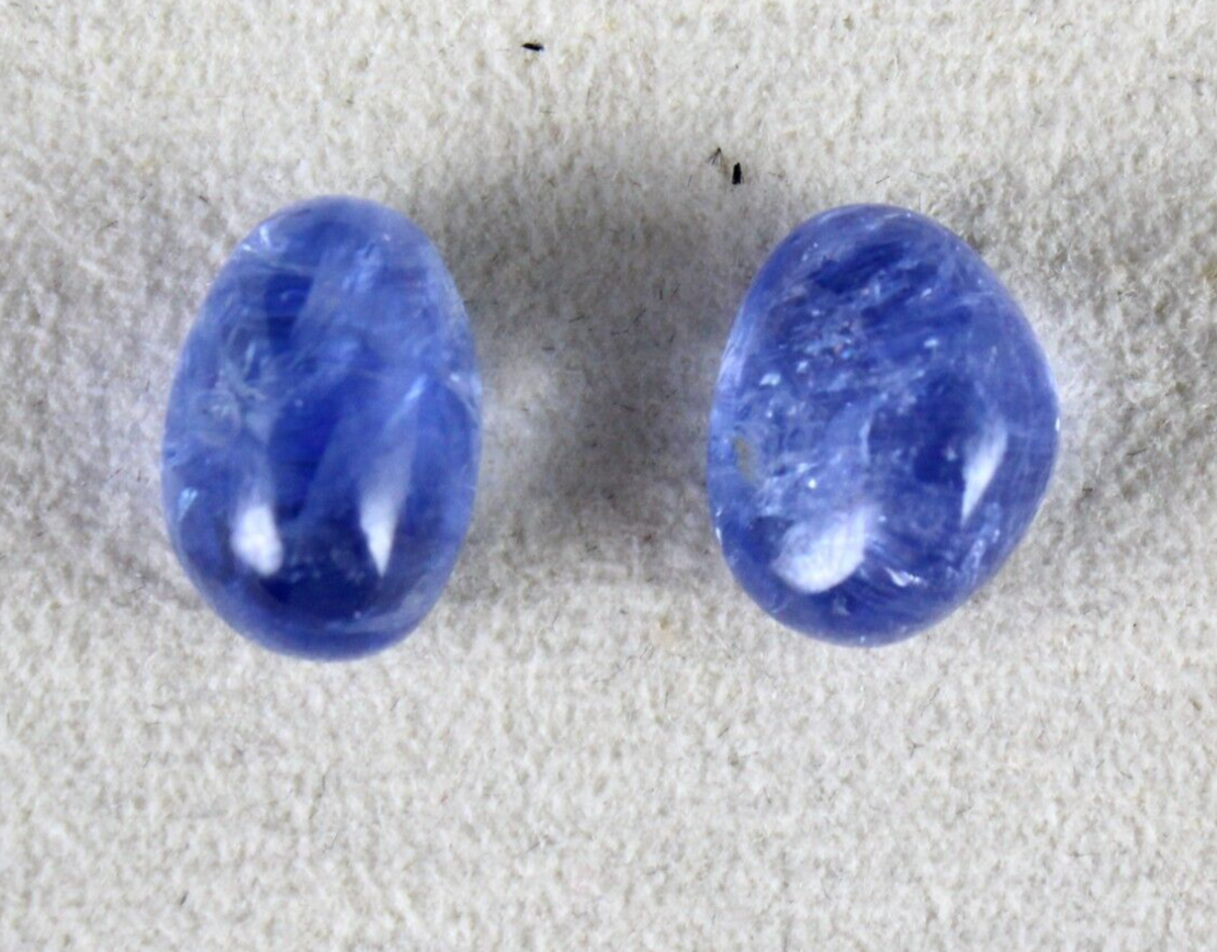Certified Natural Burmese Blue Sapphire 13.85 Ct Oval Cabochon Gem Earring Pair