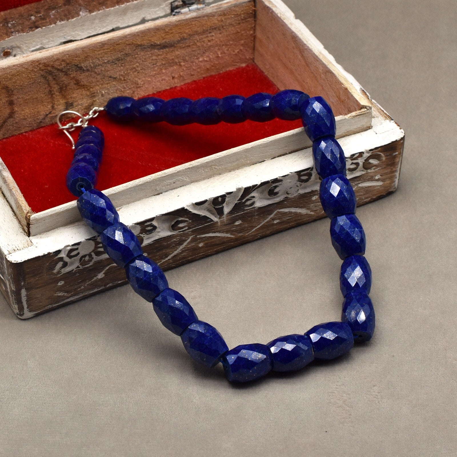 Certified Natural Blue Lapis Lazuli 715 Ct Sterling Silver Gemstone Necklace