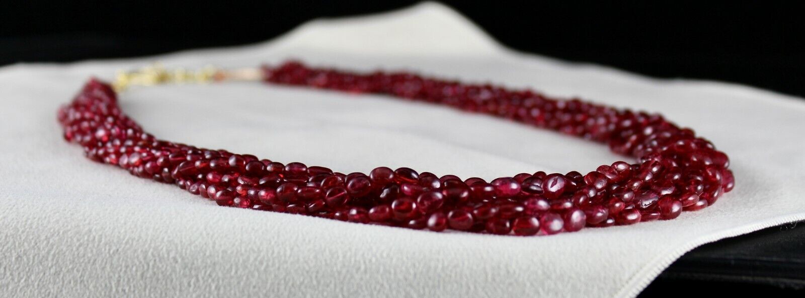 Natural Spinel Beaded Necklace 11 Line 631 Cts Well Matched Cabochon Red Strings
