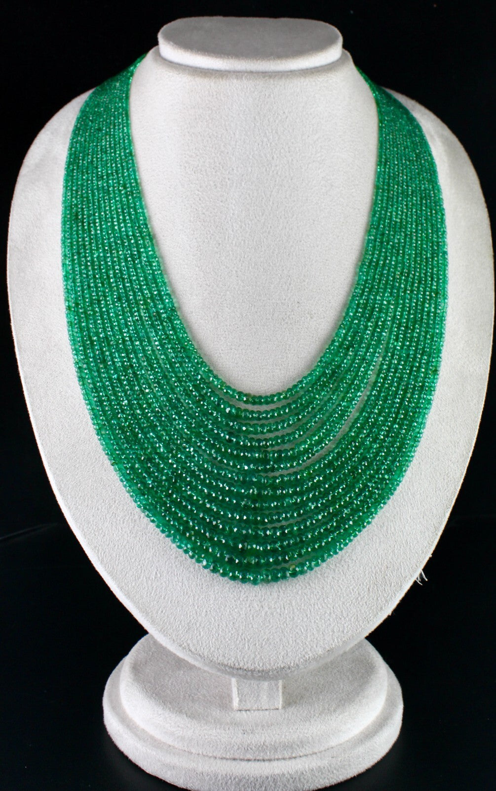 Natural Zambian Emerald Necklace 640 Ct – Faceted Round Beads, Certified Jewelry