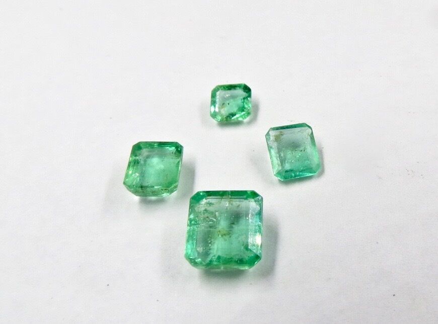 OLD COLOMBIAN EMERALD OCTAGON CUT 4 PCS 5.79 CTS GEMSTONE EARRING RING PENDANT