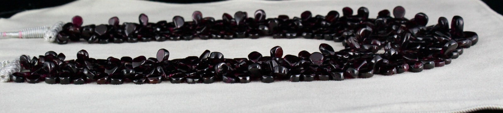Natural Red Garnet Pear Beads Necklace 1248 Carats Gemstone Fine 3 Line