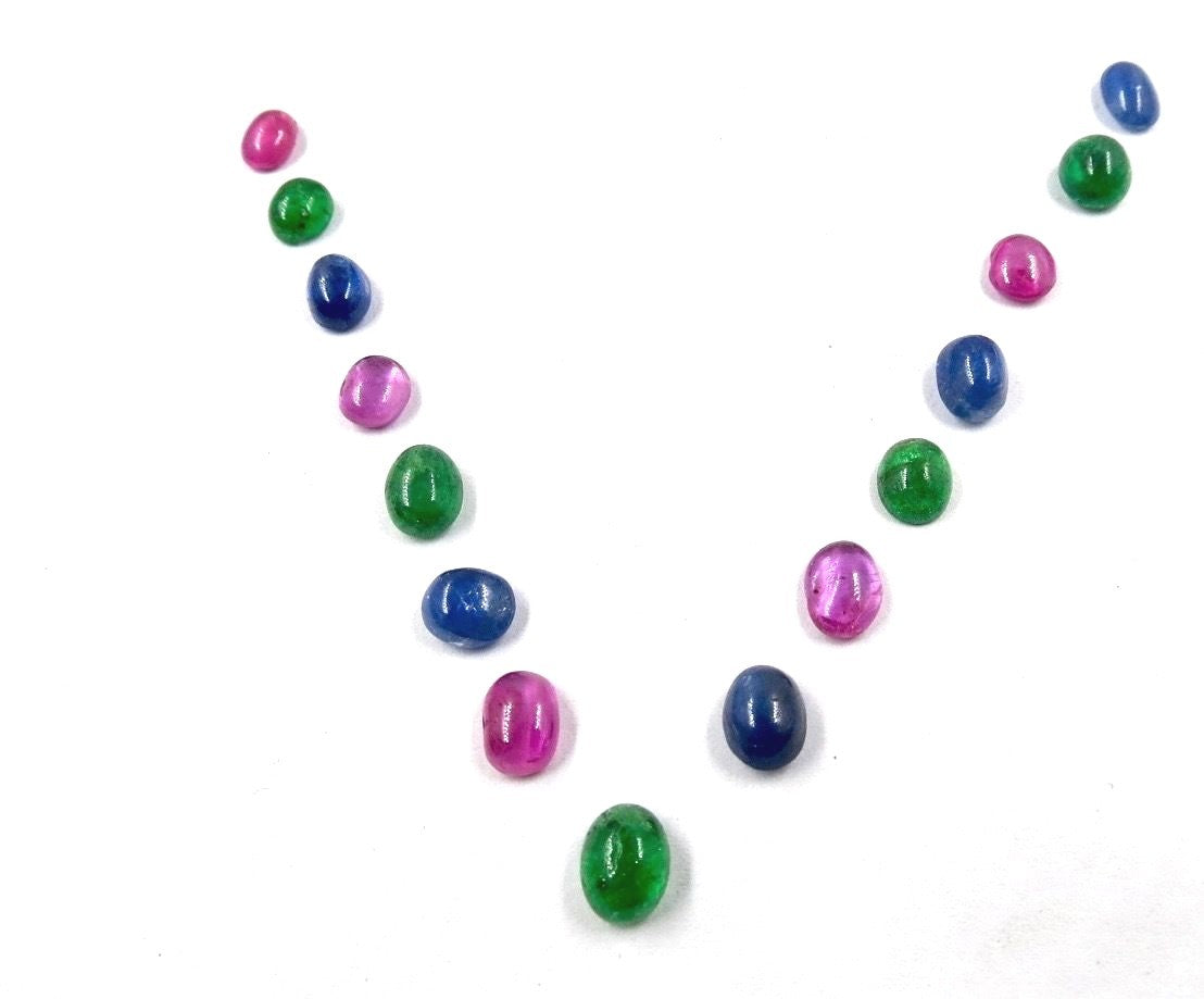 Certified Natural Emerald Sapphire Ruby Oval Cabochon Gemstone 1995ct Bracelet