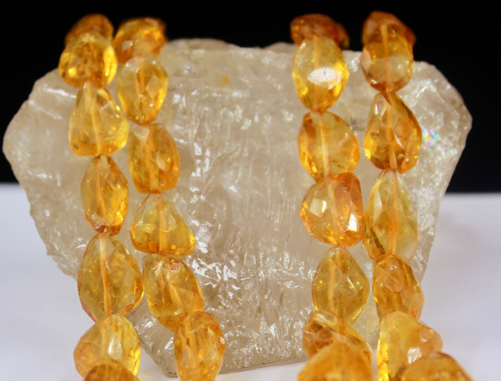 Natural Yellow Citrine Beads Faceted Nugget 2 L 699 Ct Gemstone Fashion Necklace
