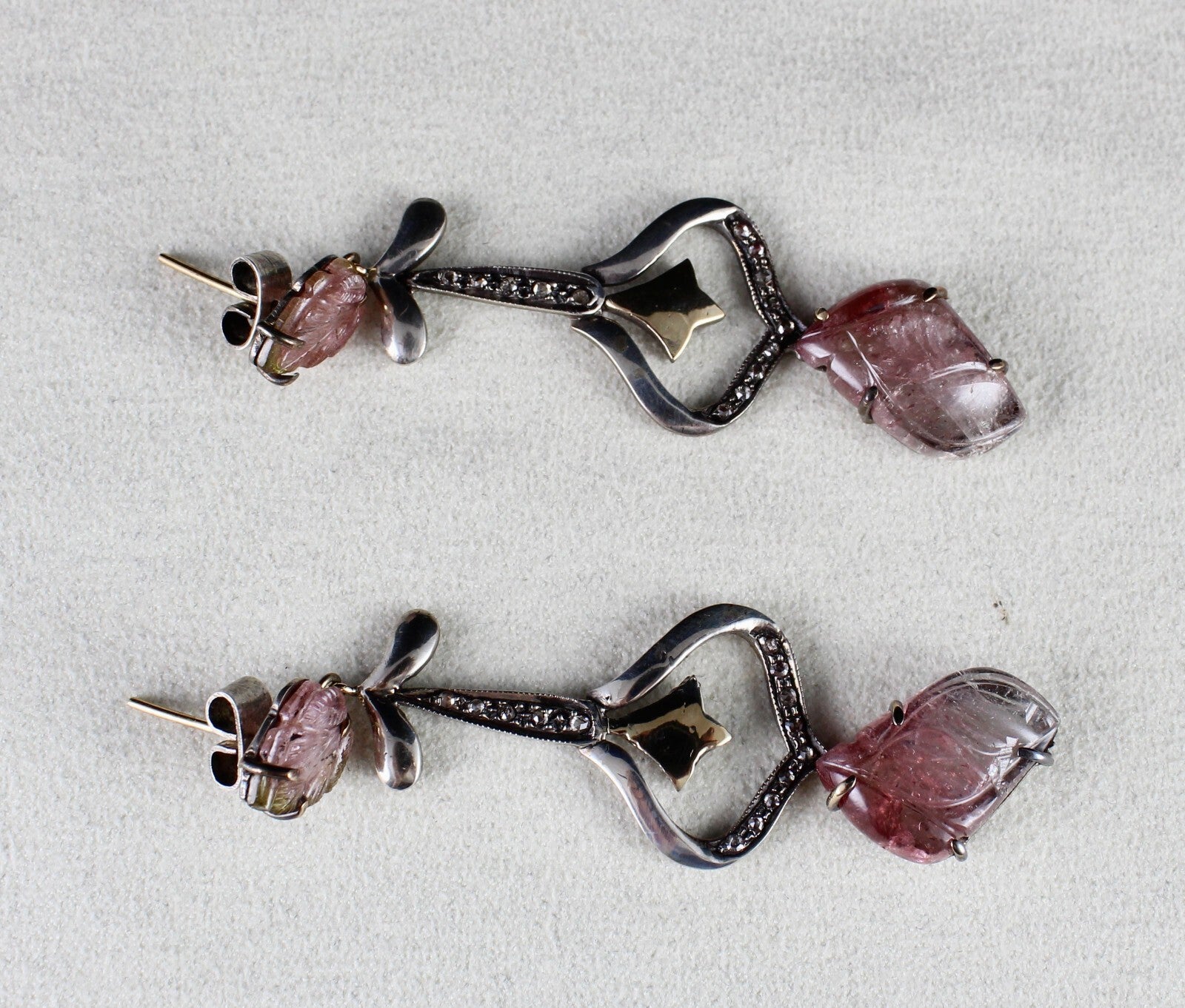 Certified Natural Multi Tourmaline 10ct Natural Diamond Sterling Silver Earrings