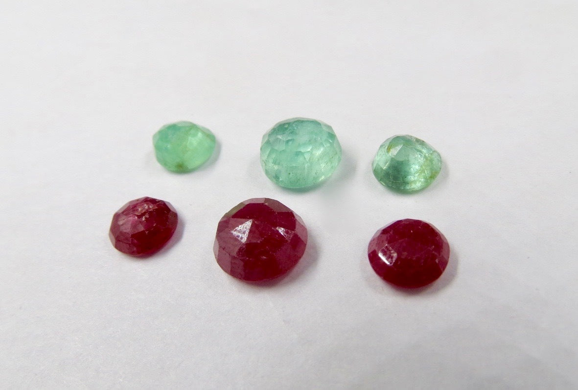 Certified Natural Colombian Emerald 9.91 Ct Ruby Round Cut Sterling Silver Set