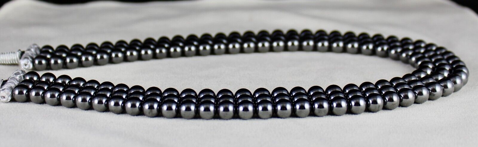Natural Hematite Beads 3 Line 8 mm 1160 Ct Round Black Gemstone Fashion Necklace
