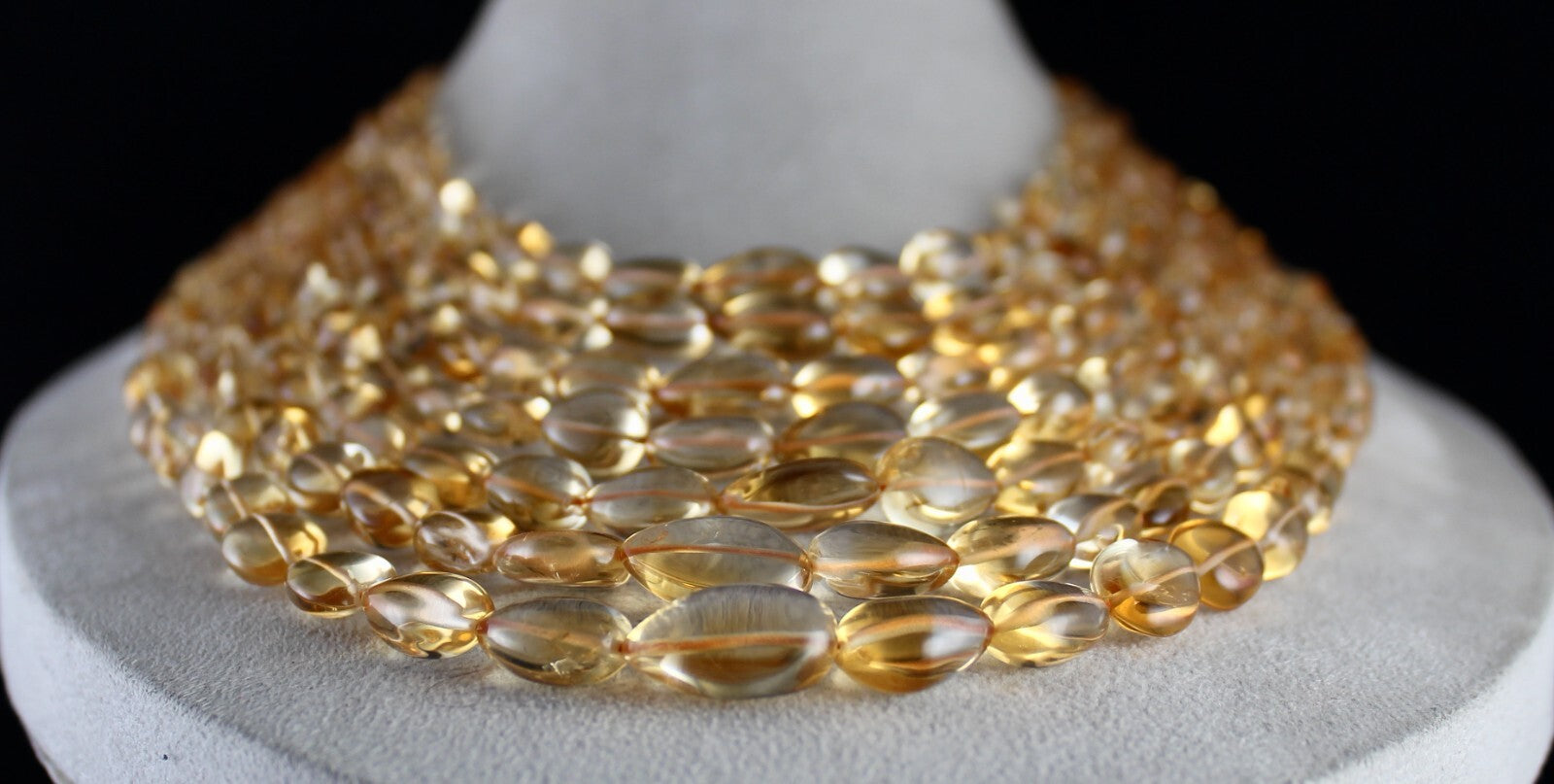 Certified Natural Yellow Citrine 1267 Ct Teardrop Beads Fashion Necklace