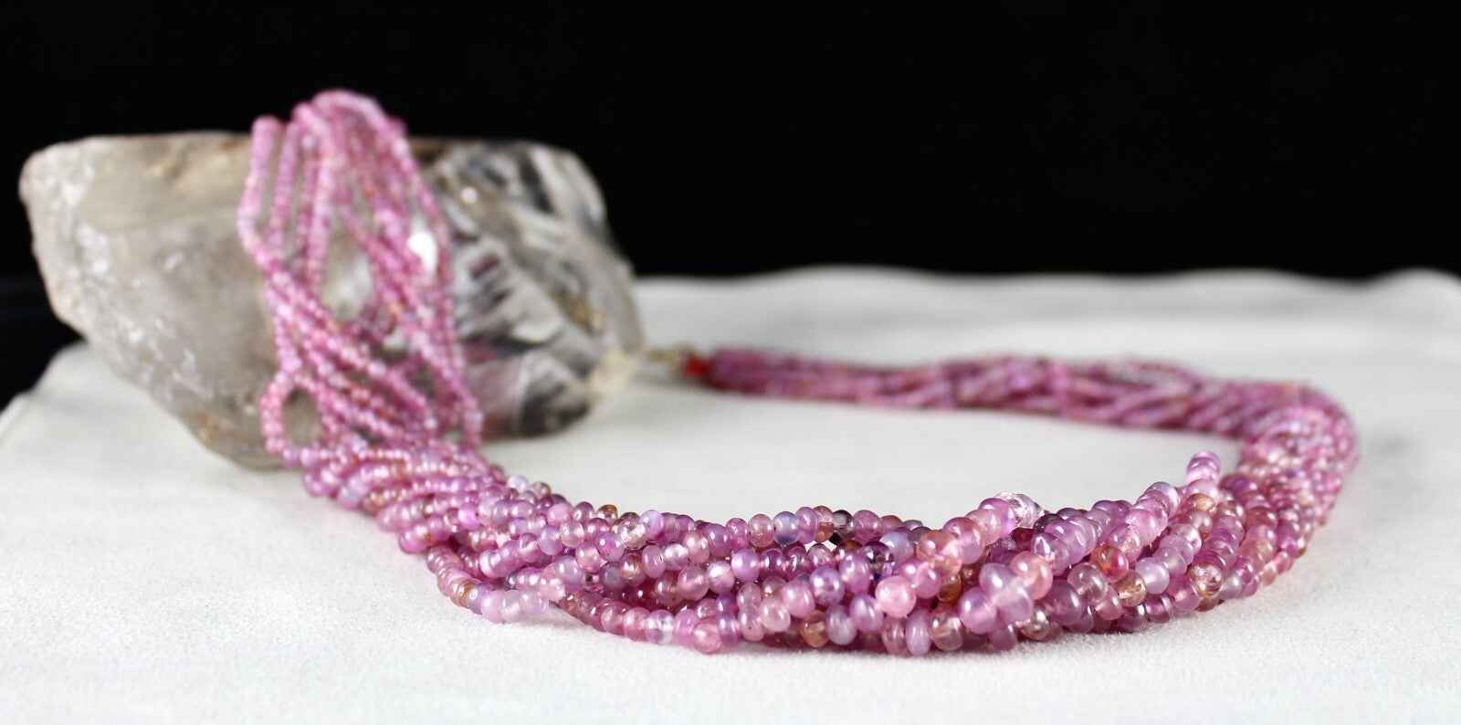 Certified Natural Old Mines Pink Sapphire Ruby 793ct Round Beads Necklace