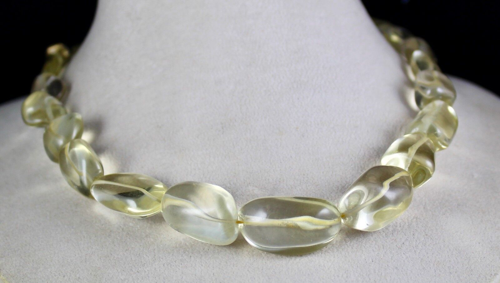 NATURAL LEMON QUARTZ TUMBLE SEMI PRECIOUS BEADS 1 L 580 CARATS GEMSTONE NECKLACE