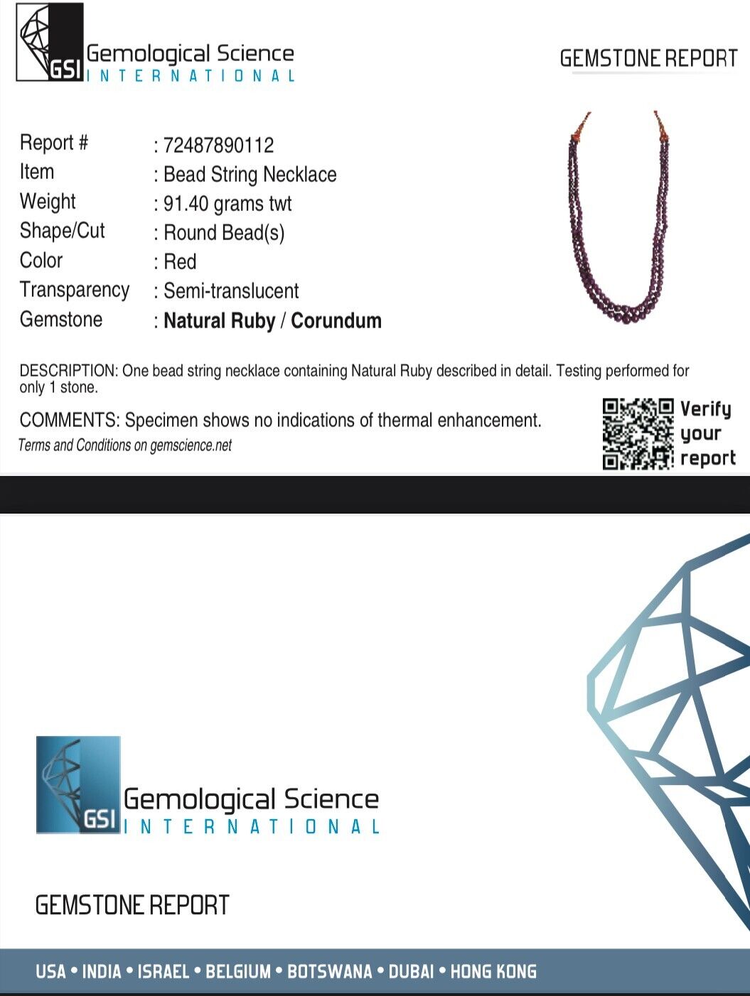 Certified Natural Ruby Beads Round 2 L 432 Ct Precious Red Gemstone Necklace