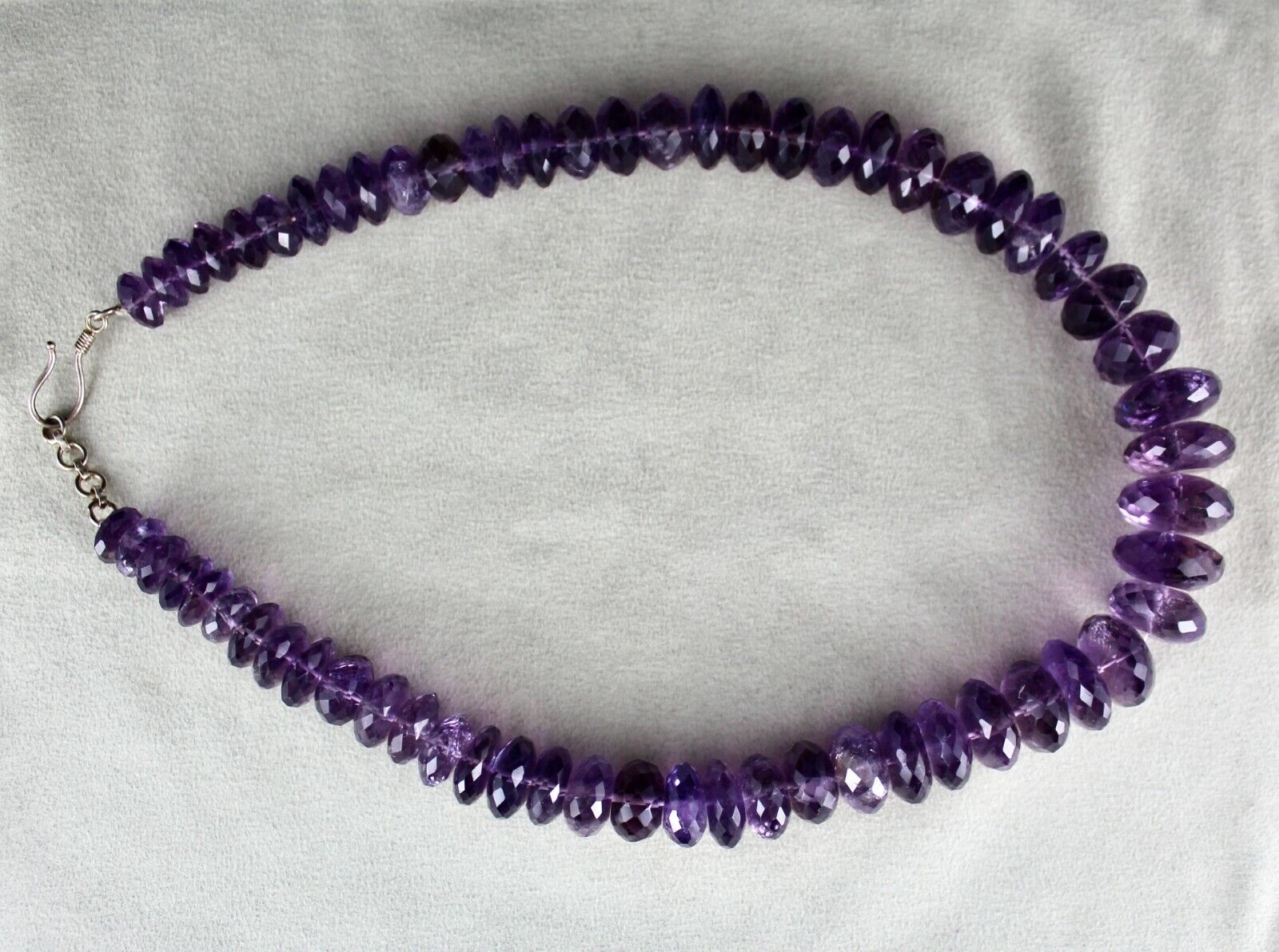 Natural Brazilian Amethyst Beads Faceted Round 1220 Cts Gemstone Silver Necklace