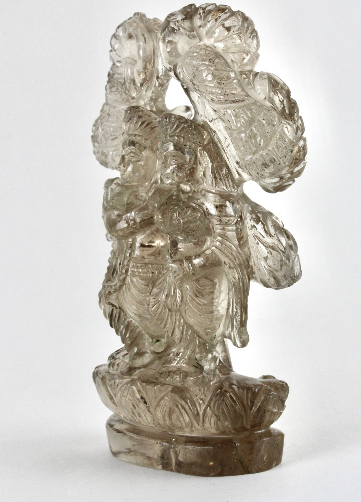 Certified Spiritual Smoky Quartz Radha Krishna Gemstone Statue 3440 Ct Decor