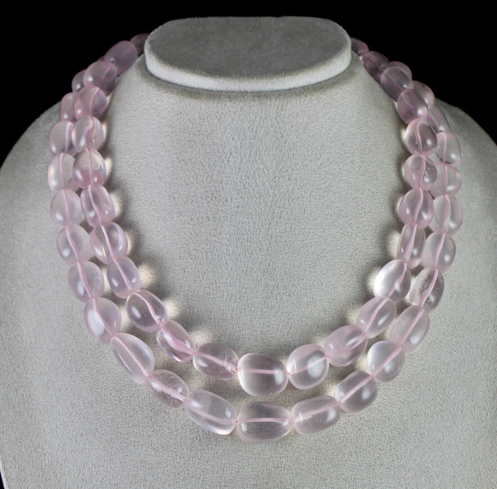 Fine Natural Rose Quartz Beads Nugget 2 L 1181 Ct Gemstone Fashion Pink Necklace