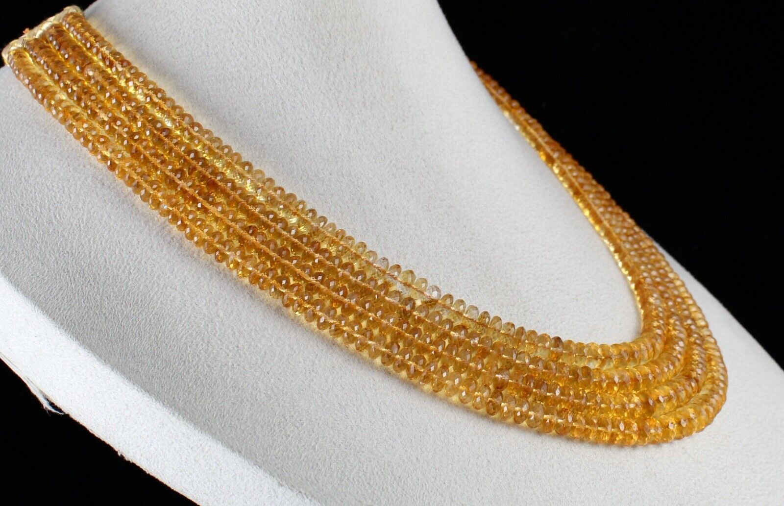 Natural Yellow Citrine Beads Faceted Round 4 L 631 Ct Gemstone Classic Necklace