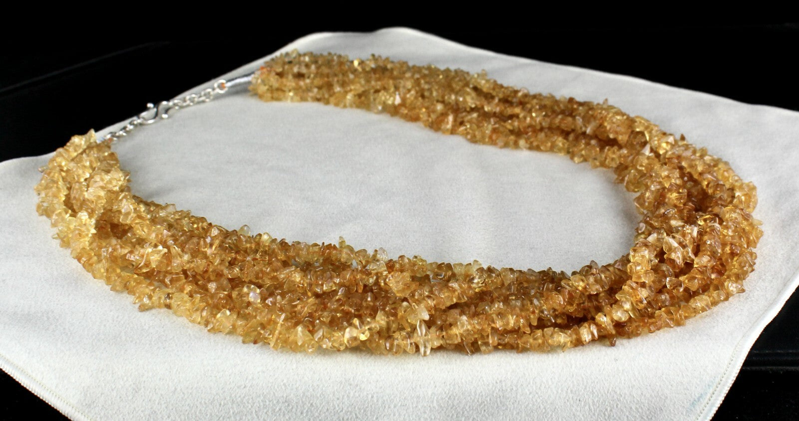 Natural Yellow Citrine 1325 Ct Uncut Beads Sterling Silver Gemstone Necklace