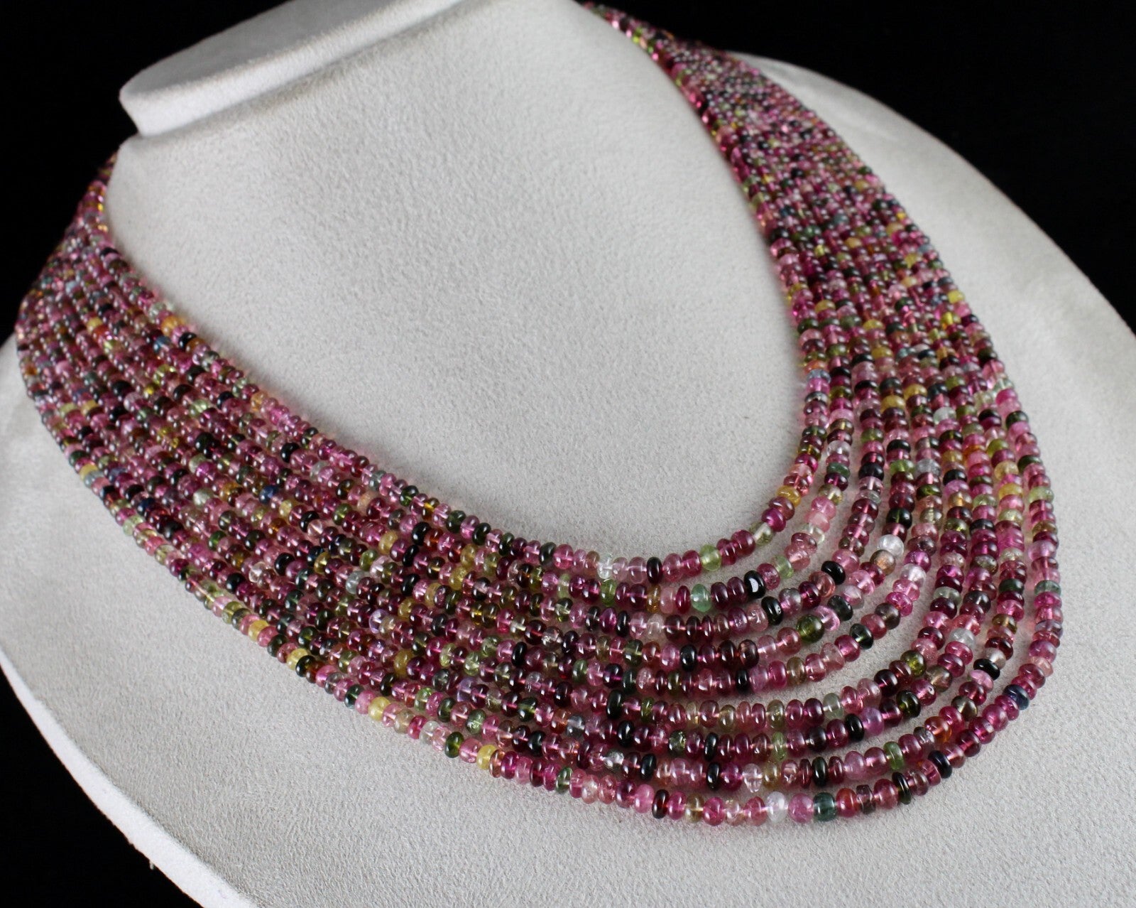 Certified Natural Tourmaline 9 Line Necklace 668ct Multi-colour Gemstone Strand