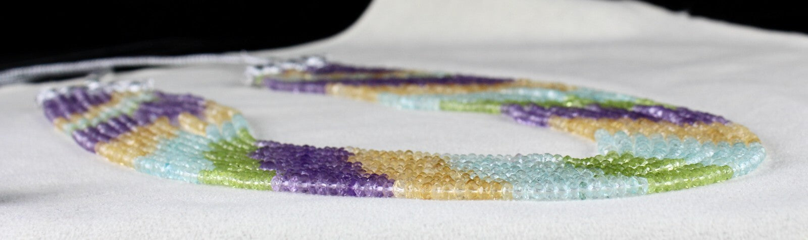 Multi Colour Peridot Citrine Amethyst & Topaz 365ct Beads 10l Gemstone Necklace