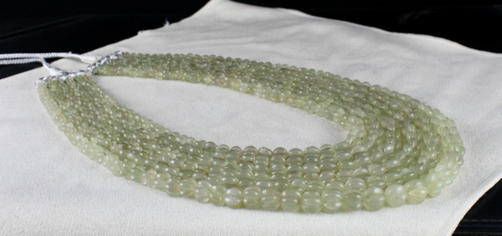 Vintage Natural Aventurine Jade 917 Ct Melon Beads Gemstone Necklace