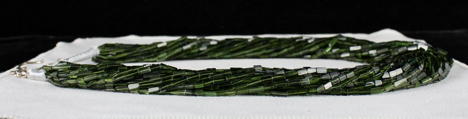 Certified Natural Green Chrome Tourmaline 700 Ct Beads Sterling Silver Necklace