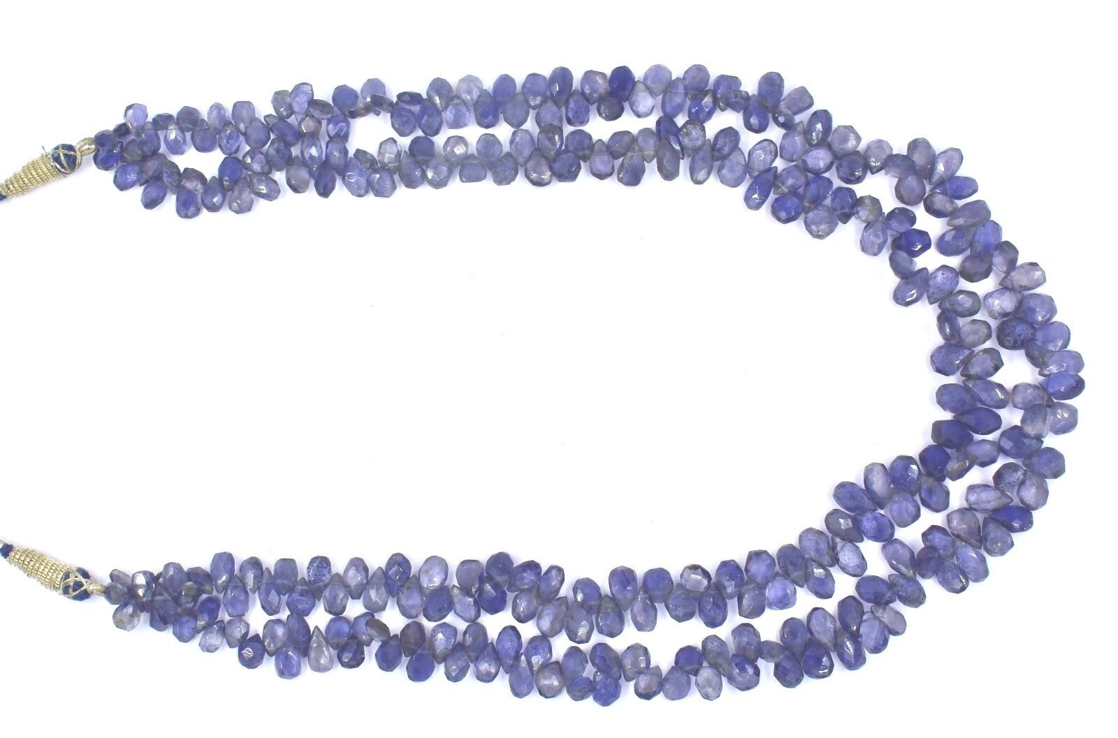 Natural Blue Iolite Beads 2 L 382 Ct Faceted Teardrop Gemstone Fashion Necklace