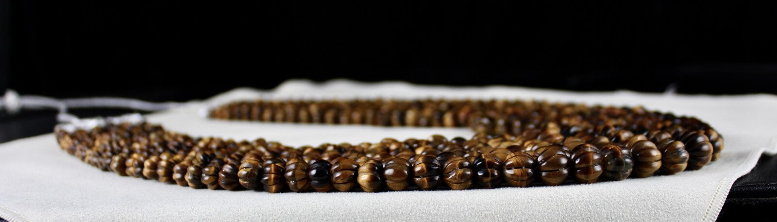 Antique Ladies Natural Tiger Eye Beads Carved Necklace 1566ct Gemstone 6 Line