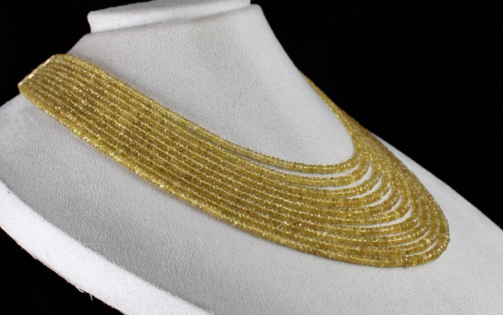 NATURAL YELLOW TOURMALINE BEADS FACETED 10 L 475 CTS BEADED GEMSTONE NECKLACE