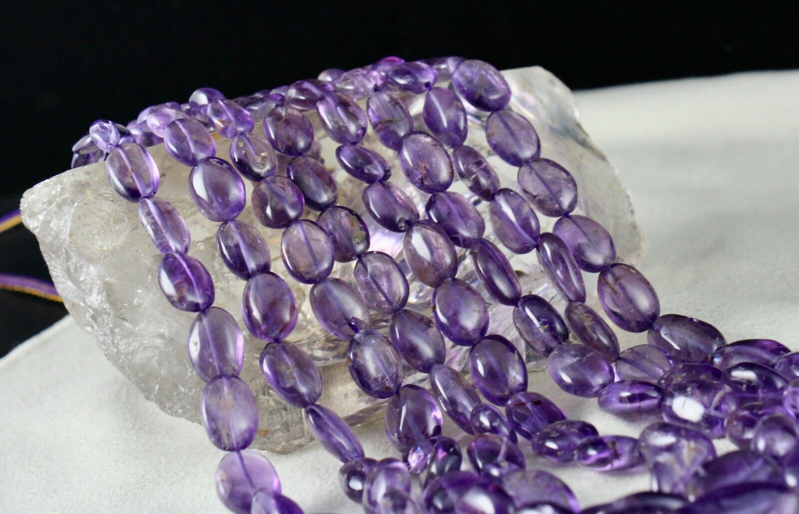 NATURAL AMETHYST BEADS LONG NUGGETS 4 LINE 662 CARATS GEMSTONE FINEST NECKLACE