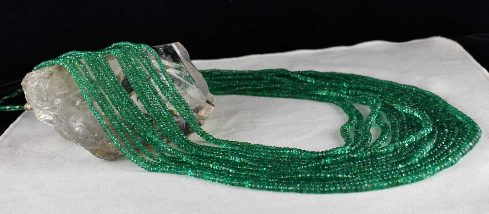 Natural Zambian Emerald Necklace 640 Ct – Faceted Round Beads, Certified Jewelry