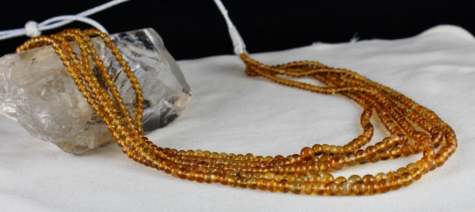Natural Citrine Beads Round Necklace 365ct Yellow Gemstone Fashion Party Jewelry