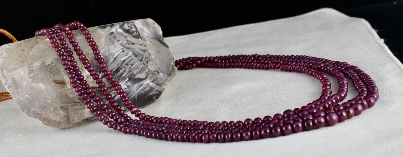 FINE NATURAL RUBY BEADS 4 LINE 439 CARATS ROUND BEADED GEMSTONE PARTY NECKLACE
